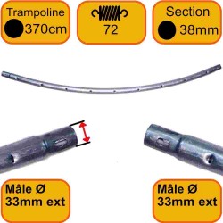 Cadre Trampoline 370 cm 72 ressort 8 sections - Tube 38mm - Jonction Ronde - Male-Male
