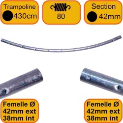Cadre Trampoline 430 cm 80 ressort 8 sections - Tube 42mm - Jonction Ronde - Femelle-Femelle