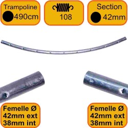 Cadre Trampoline 490 cm 108 ressort 12 sections - Tube 42mm - Jonction Ronde - Femelle-Femelle