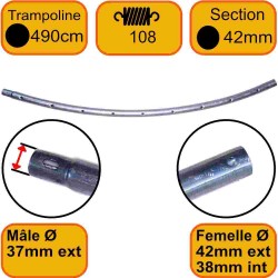 Cadre Trampoline 490 cm 108 ressort Section 42mm Male-Femelle