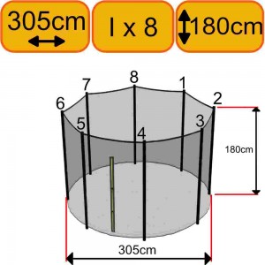 Filet Trampoline 305cm avec 8 Barres