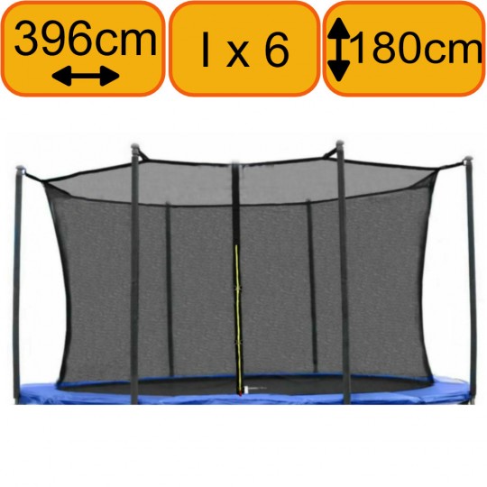 KIT Filet sangle Trampoline 400cm avec embout 6 Barres hauteur 180 cm