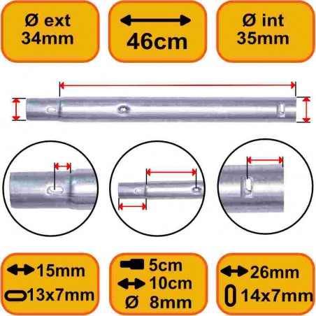 Rallonge Pied 51cm Mâle Femelle pour Trampoline pied 38mm (Réhausse 46 cm)