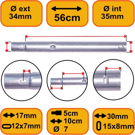 Rallonge Pied 61cm Mâle Femelle pour Trampoline pied 38mm (Réhausse 56 cm)