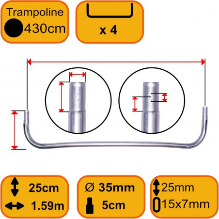 Mâle de Trampoline 430 cm avec 4 pieds