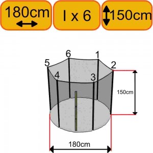 Filet Trampoline 180cm 6 montants