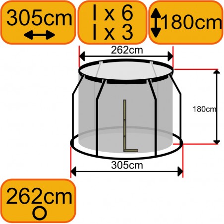 Filet Trampoline 305 sur Anneau Intérieur