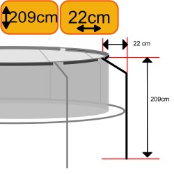 Montant droit h209cm avec déport 22cm en haut pour trampoline